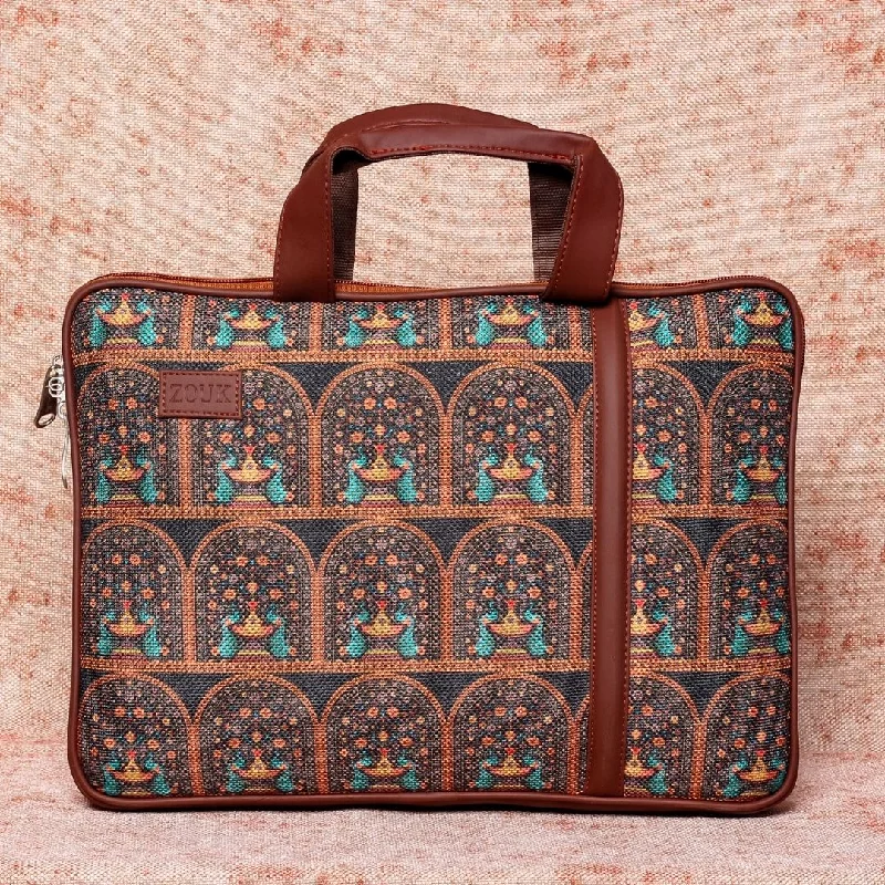 Royal Indian Peacock Motif Laptop Sleeve