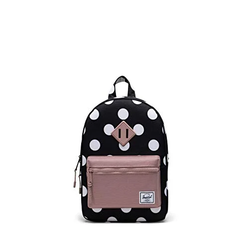 Herschel Kids' Heritage Backpack, Polka Dot Black and White/Ash Rose, 9L