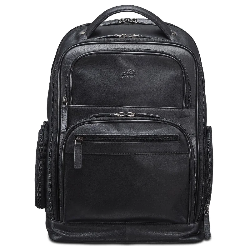 Mancini Leather Backpack for 15.6" Laptop with RFID Secure Pocket, 12.5" x 7" x 17.5", Black