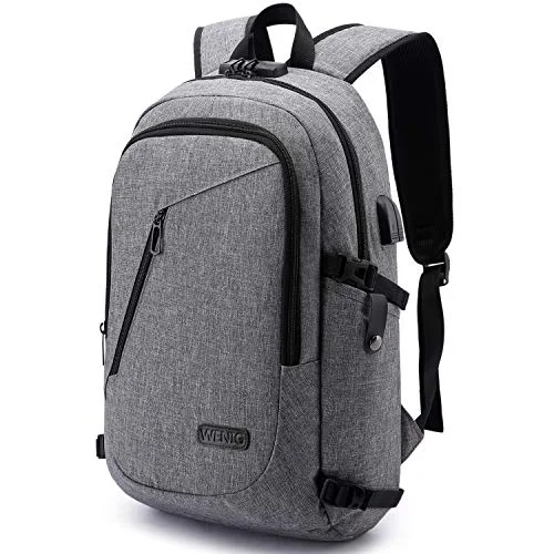 Laptop Backpack,Business Travel Anti Theft Backpack for Men Women with USB Charging Port,Slim Durable Water Resistant College School Bookbag Computer Backpack Fits 15.6 Inch Laptop Notebook,Grey