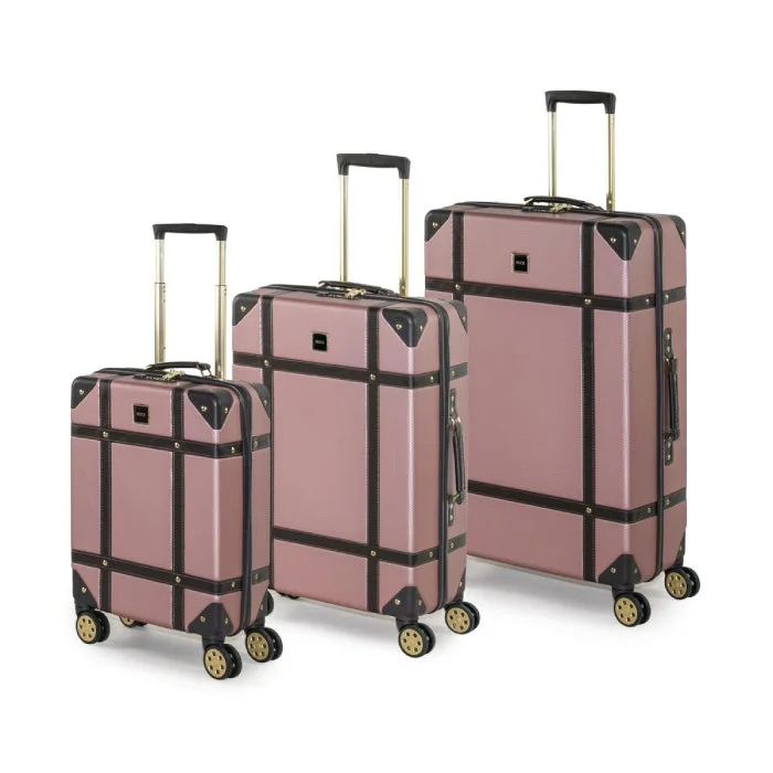 Vintage Hardshell 3pc Suitcase Set - Rose Pink