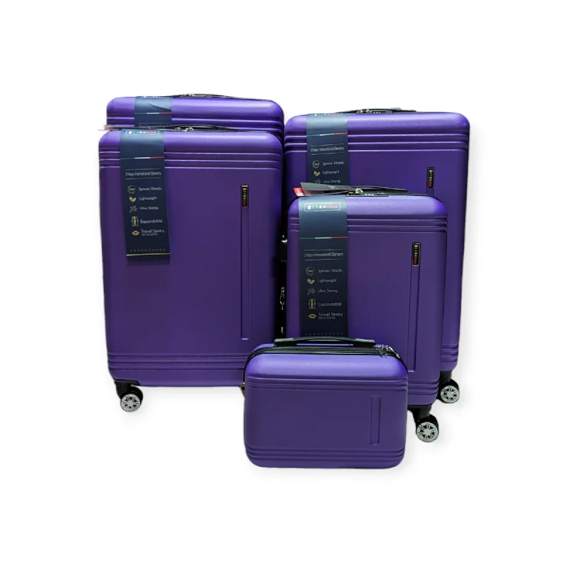 Elegant Collection Purple Luggage 5 Piece Set (Beauty case /20/26/28/30") Suitcase Lock Spinner