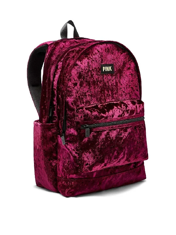 Victoria's Secret Pink NEW! VELVET CAMPUS BACKPACK Ruby