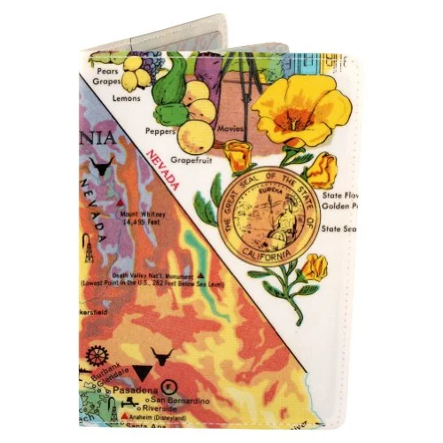 Map Of California Bountiful Treasures Travel Passport Holder [Apparel]