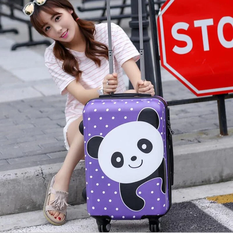 Cute Panda Travel Suitcase,Abs+Pc Carry-Ons Trolley Case, 24"Rolling Luggage,20"Inch Boarding