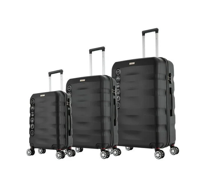 Tosca Mykonos 3 Piece Luggage Trolley Set | Black