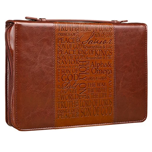 Names Of Jesus Brown Two-Tone Bible / Book Cover (Large)