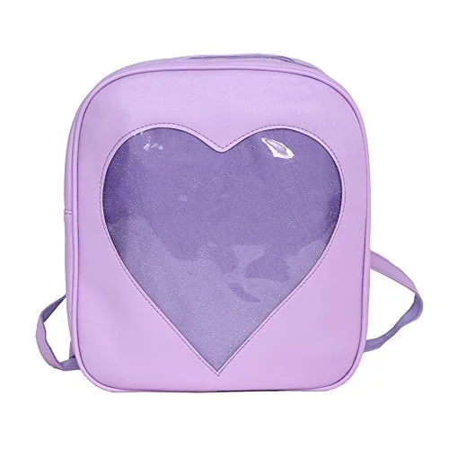 Yingtech Teens Girls Summer Candy Pu Leather Backpack Bag Plastic Heart Love Beach School Bag