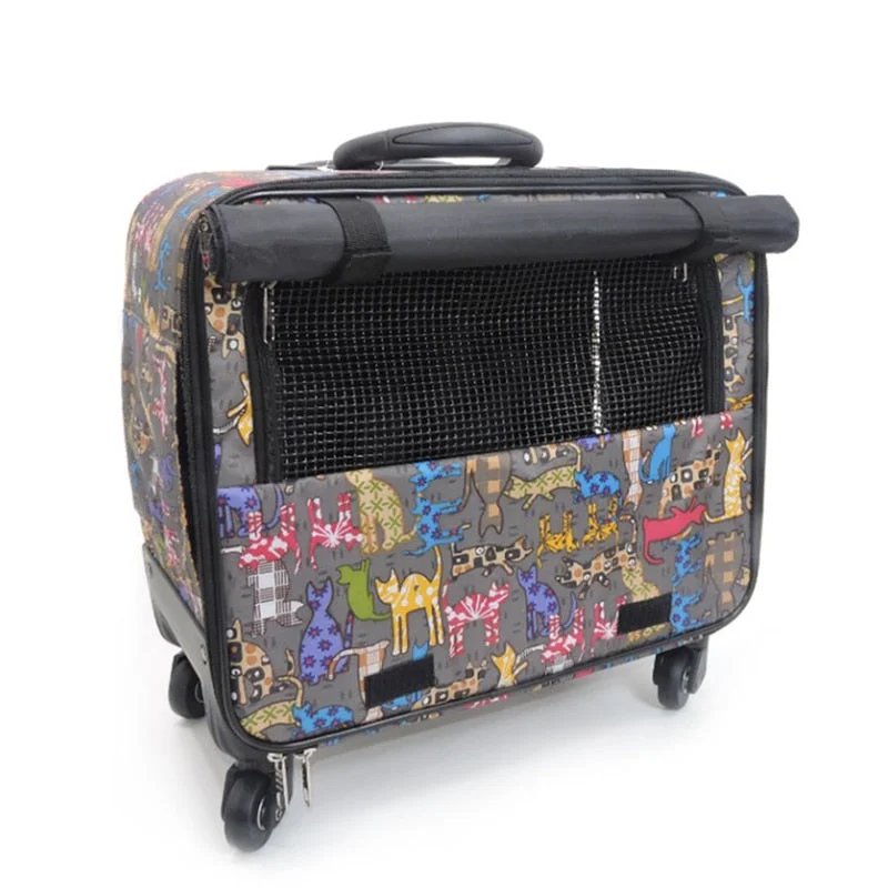 Pets Carry-On Trolley Case,Small Animal Universal Wheel Luggage,Cat And Dog Outdoor Rolling