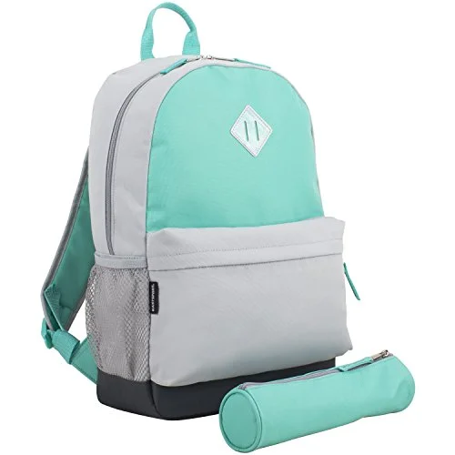 Eastsport Dome Backpack with FREE Pencil Case, Turquoise/Gray