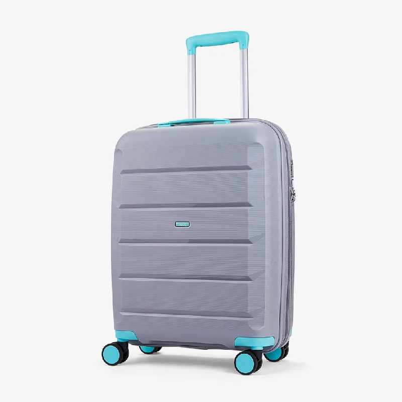 Tulum Expandable Hardshell Cabin Suitcase 55cm - Grey / Aqua