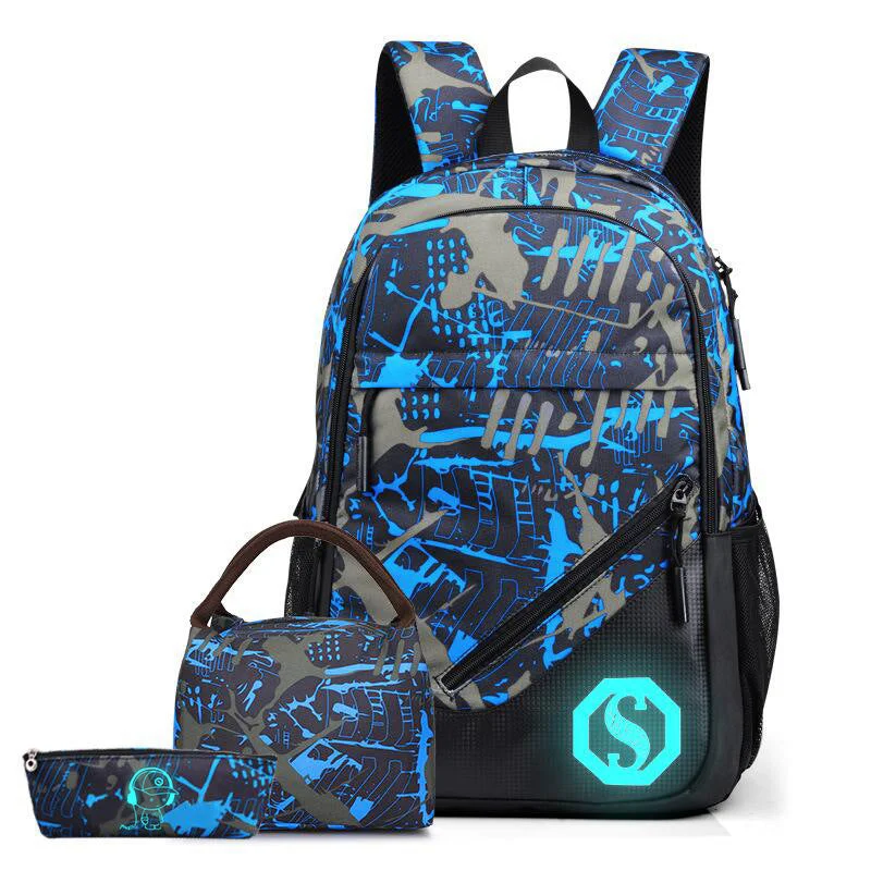 [Pre-sale] Blue graffiti + lunch box + music kid pen bag